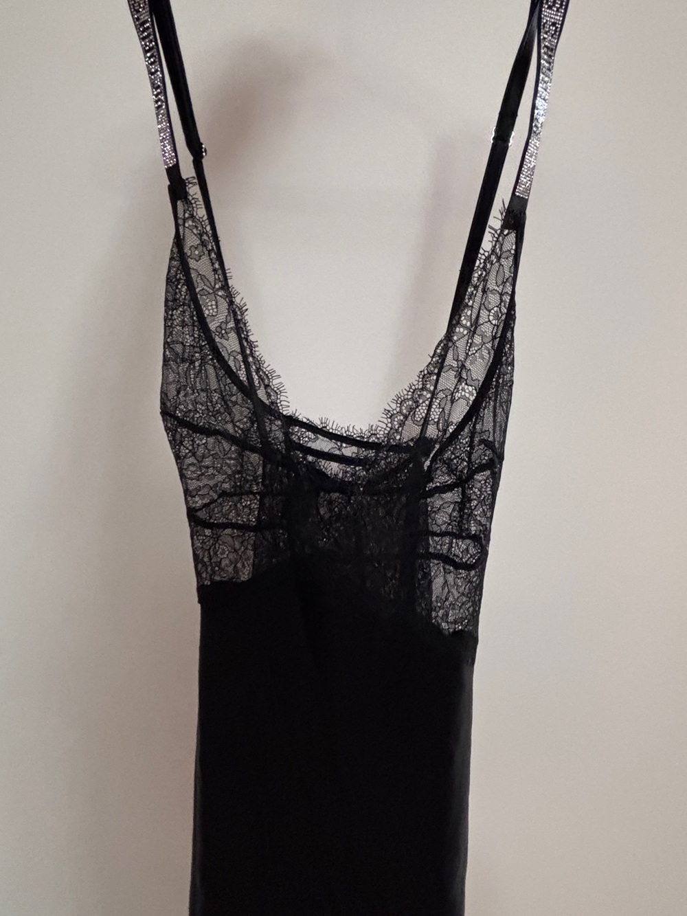 Victoria's Secret Black Lace-Trim Slip Dress